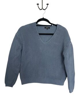 Quince Slate Blue V-Neck Knit Sweater for Women